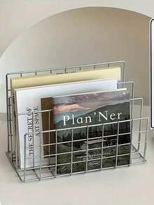 3-Tier Iron Magazine Rack, Fashionable Silver Newspaper/Book Organizer Rack With Storage Baskets, Suitable For Home & Office