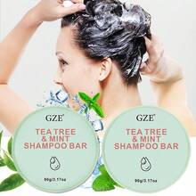 2 piezas de Barra de champú aclarante con árbol de té y menta GZE | Champú natural anticaspa para cabelludo con picazón | Sin sulfatos y vegano | Para todo tipo de cabello - verde menta - Ver 8