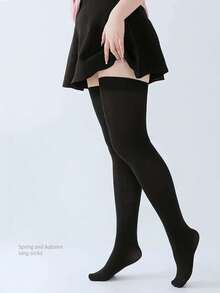 3 Pairs Thigh High Socks For Plus Size Girls, Slimming And Shaping Compression Socks, Y2k, Cozy - Multicolor - View 1
