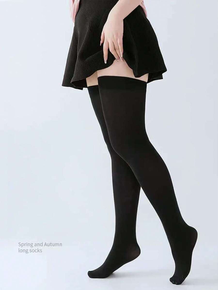 3 Pairs Thigh High Socks For Plus Size Girls, Slimming And Shaping Compression Socks, Y2k, Cozy - Multicolor - View 1