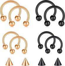 Horseshoe Septum Rings Surgical Steel Nose Piercing Jewelry 6mm-12mm - 20G-8MM 10MM-玫瑰金 黑色 - View 1