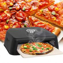 Grill Top BBQ Pizza Oven | Pizza Stone Included | Temperature Gauge,Carry Handle - Black - View 7