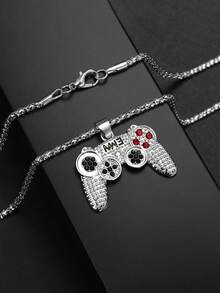 游戏玩家操纵杆项链、怀旧游戏机吊坠项链、游戏玩家礼物、毛衣链 - 均碼 - 查看 7