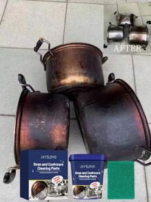 Pasta limpiadora de acero inoxidable para utensilios de cocina - Limpia manchas negras, óxido y cal en ollas y sartenes (Se envían modelos nuevos y viejos al azar)