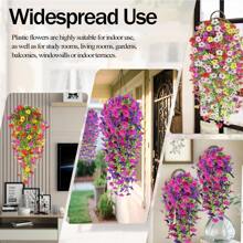 1/2pcs 17.7inch Artificial Hanging Flowers Fake Plants Outdoor, Summer Decor, Fall Decor Morning Glory Faux Flowers With Eucalyptus Leaf, Artificial Hanging Flowers Fake Plants Outdoor,Silk Blend In Mixed Colors, Suitable For Wedding, Home, Office, Garden Decor, Lifelike Artificial Eucalyptus Leaves, UV Resistant, Ideal For Wedding Arches, Walls, Gardens, Bedrooms, Outdoor Events And Parties