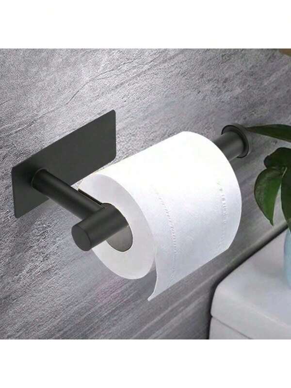 1pc Stainless Steel Wall Mounted Bathroom Tissue Holder With No Punching Installation, Roll Paper Rack