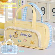 1 Stück großvolumige Stiftemappe im Ins-Stil mit besticktem Design, farbblockdesign, Aufbewahrungstasche, Kosmetiktasche, tragbare Schul- und Büroausstattung, Schulmaterial, Rückkehr zur Schule - Verschiedenfarbig - Übersicht 12