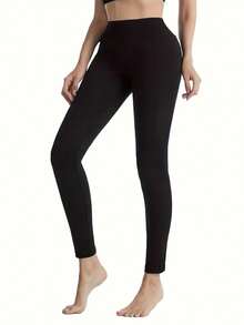 3-Pack Women Seamless Yoga Pants,High Waisted Butt Lifting,With Pockets,Tummy Control,Workout Running Yoga Leggings,Full Stretch Solid Black Leggings,Breathable Sweat-Wicking - 3件 - 查看 8