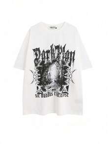 Summer Short-Sleeved T-Shirt Men's Crew Neck European And American T-Shirt Loose Large Size Versatile Hip-Hop Men's Pullover Tee Top - 白色 - 查看 2