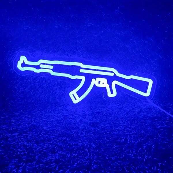 Insegne al neon a forma di AK47, luci al neon per sala giochi, insegne al neon creative alimentate tramite USB, decorazione per camera da ragazzi e ragazze, decorazione per pareti di area eSports, bar, sala giochi da tavolo e feste a tema giochi
