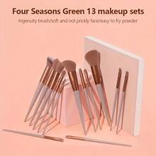 {Cosmetic Bag}Valentine's Day Gift 13pcs Mini Travel Makeup Brush Set - Minimalist Design With Portable Storage Bag, High-Quality Cosmetic Brushes For Versatile Makeup Application, Ideal Travel Essentials For Beauty Enthusiasts Beauty Tool Gift For Girlfriend - Màu vàng - Xem 10