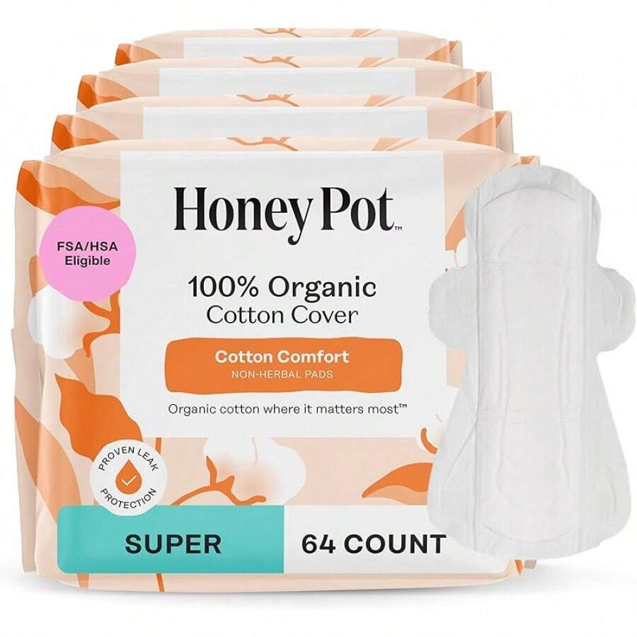 The Honey Pot Company - Non-Herbal Everyday Panty Liners For Women - Organic Cotton Cover & Ultra-Absorbent Pulp Core - Sanitary Pads - Feminine Care - FSA & HSA Eligible - 30 Ct - Non-Herbal Super Flow - 查看 1