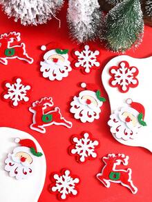 10/20pcs Santa Claus Decoration Felt Pieces, Christmas Snow Felt Pieces, Christmas Elk Felt Pieces, Christmas Throwing Felt Pieces, Christmas Table Decoration DIY Christmas Fabric Supplies - Multicolor - View 14
