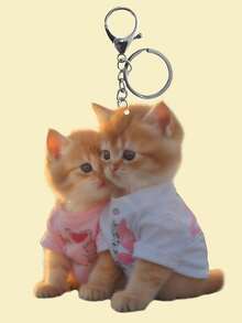 1pc Casual Cute Cat Pattern Keychain, 2D Acrylic Design, Adorable Style Gift For Women, Charming Accessory, Backpack Pendant, Car Hanging Decor Car Accessories Bag Charm School Letter Goth Y2k Bag Charms Car Teacher Friend Sister Gift Ideas - Multicolor - View 8