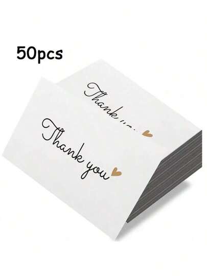 40 Count Glossy Thankful Gratitude Cards, English Language, Ideal For Birthday, Wedding, Small Business And Online Store Packaging Inserts, All Occasions, 3.5 X 2.1 Inches