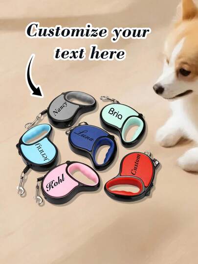 1pc Pet Leash, Custom Pet Name, Rope Length 3m/5m, Automatic Retractable Pet Leash, Suitable For Cats,Cute And Colorful, Fashionable And Unique, Small And Medium-Sized Dogs,Christmas Gift Supplies