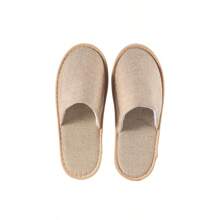 1 Pair Disposable Slippers Linen Hotel Guesthouse Beauty Salon Inn Home Homestay Inn Eva Non-Slip Bottom Slippers Suit For EUR35-45(Grey/Beige)