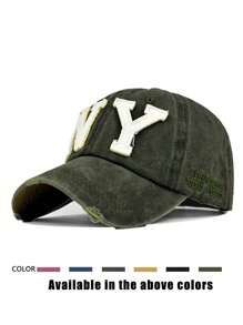1 pieza Gorra de béisbol desgastada de NY, visera ajustable para exteriores para primavera y otoño, viajes, playa, estilo Y2K para jóvenes