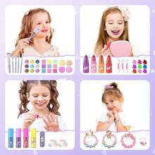 PERRYHOME 63pzs Juego de Maquillaje para Niñas, Juguetes de Unicornio para niñas, Kit de Maquillaje Cosmético Lavable Real, No Tóxico, Juguetes de Unicornio, Regalos de Navidad para Niñas (Púrpura) - P9-Púrpura - Ver 4