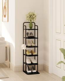HaluPeit Vertical Shoe Rack, 6-Tier Shoe Racks, Shoe Tower For Small Spaces, Freestanding, Adjustable, Space Saving, Black - Black - View 1