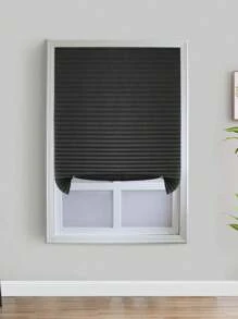 1pc Solid Color Self-Adhesive Blackout Pleated Window Curtain - Cordless Modern Design, No Drilling Required, Easy Installation, Privacy Protection For Bedroom, Durable Waterproof Fabric, Suitable For Bedroom, Living Room, Kitchen, Etc.