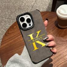 Funda de teléfono personalizada compatible con iPhone 16, 15, 14, 13, 12 Pro Max, con nombre o iniciales personalizados, grabados con proceso de estampado en caliente 3D, de lujo, estilo coreano INS, acabado mate y resistente a los golpes, para modelos Plus de 14, 15 y 16.