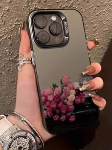 Funda de teléfono con revestimiento chapado colorido y diseño a prueba de golpes, pintada con rosa negra, adecuada para 15, 16, 16 Pro Max, 14 Pro Max, 13, 11 Pro, 12, XR, 7/8, Galaxy A13 4G, A14, A04, A34