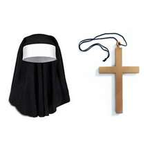 2/3/4 Halloween Nun Costume Accessories Nun Hat Cross Pendant Necklace Cross Thigh High Sock For Halloween Cosplay Party