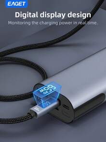 LED显示屏USB A转C数据线快速充电线66W/6A USB C充电线束，USB C型尼龙编织480Mbps USB C快速充电线，适用于 15/16/17系列、Oppo OnePlus等手机。