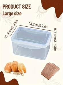 1pc 2.7L/95oz Airtight Food Storage Container With Leakproof Blue Flip-Top Lid - Transparent Stackable Plastic Kitchen Organizer For Bread, Bakery Items, Fridge & Freezer - Durable, Space-Saving Design, Food Storage Organizer, Bakery Item Keeper