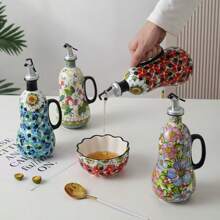 Ceramic Oil Pot Household Anti Hanging And Leak Proof Vegetable Oil Bottle Kitchen Heat-Resistant Peanut Oil Soy Sauce Olive Oil Bottle Vinegar Pot