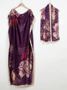 1 set nouveau Couvre-plage imprimé zèbre en faux soie pour femmes au printemps/été, écharpe en mousseline de soie convenant pour les voyages et l'usage quotidien