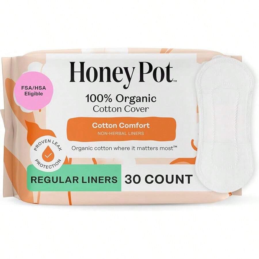The Honey Pot Company - Non-Herbal Everyday Panty Liners For Women - Organic Cotton Cover & Ultra-Absorbent Pulp Core - Sanitary Pads - Feminine Care - FSA & HSA Eligible - 30 Ct - Non-Herbal Everyday Liners - 查看 1