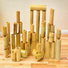 Bamboo Counting And Building Set - 40-Piece Educational Toy For Kids | Montessori Learning, Stacking, And Sorting Fun | -Friendly Wooden Blocks For Early Development