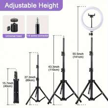 Set di illuminazione a LED, luce ad anello da 10 pollici, regolabile con 3 temperature di raffreddamento, alimentato USB senza uscita, equipped con Tripod da 43In, molletta per telefono cellulare, lampada in plastica, adatto per studio, fotografia, il live Broadcast è la prima scelta per regali di scuola Seasons adatti per fotografia fotografica, registrazione video, live streaming, riunioni di zoom, Vll Stady con luce per autoadesiva