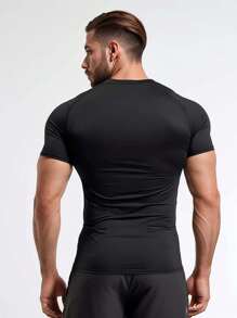 Camiseta deportiva de secado rápido con temática de París para hombres - a rayas blancas y rojas, ajuste muscular elástico, ropa deportiva ligera de alto rendimiento para correr, gimnasio y actividades al aire libre, transpirable de poliéster-spandex, lavable a máquina