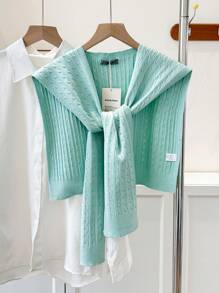 1pc Women Solid Color Crochet Pattern Dopamine Design Candy Color Bright Scarf Shawl