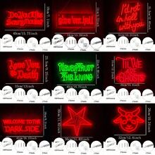 哥特式霓虹灯，你喜欢恐怖电影吗/给我/我会和你一起腐烂/爱你到死/永远不要相信生活/直到我们变成鬼魂/欢迎来到黑暗面霓虹灯，万圣节哥特式红色LED霓虹灯，羔羊恶魔霓虹灯用于墙面装饰