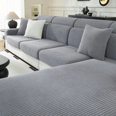 1pc Stretch Sofa Cover, Non-Slip Full Coverage Sofa Seat Cover, Suitable For All Seasons, Fabric Sofa Slipcover, Machine Washable, Dust-Proof, Pet-Friendly, Decorative Sofa Protector, Adjustable For Corner Sofa, Bedroom, Office, Living Room 1/2/3/4 Seater