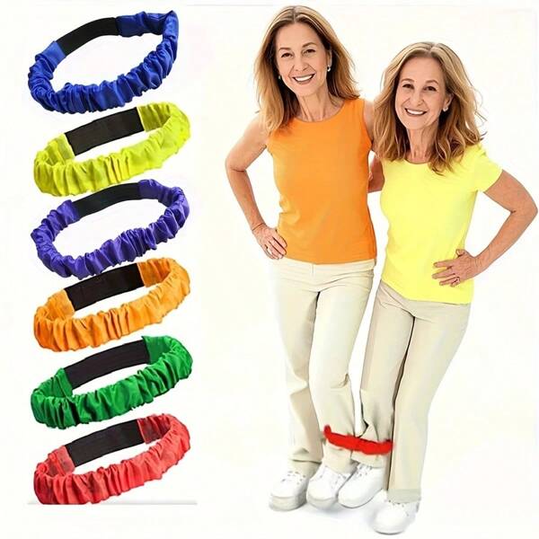 4pcs Set Of Colorful Elastic Leg Straps, Suitable For Team Games And Outdoor Entertainment - Adjustable Three Legged Running Straps, Suitable For Parties, Festivals, And Family Activities