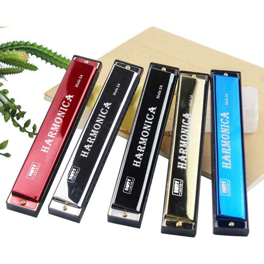 24 孔 C 调口琴（带盒），口琴竖琴，全音阶口琴，适合初学者、成人、专业人士、朋友、礼物