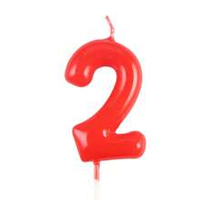 1 peça 6cm 0-9 número vela de aniversário vermelho número vela aniversário, para decoração de festa de aniversário bolo de aniversário, - Vermelho - Ver 4