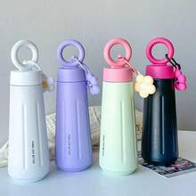 Stainless Steel  Bottle With Handle And Flower Keychain 450ml A11