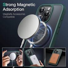 JETech Funda Magnética para 15 Pro 6.1 Pulgadas Compatible con, Carcasa Translúcida Mate Trasera Fina Antigolpes (Negro) - Verde Oscuro - Ver 3
