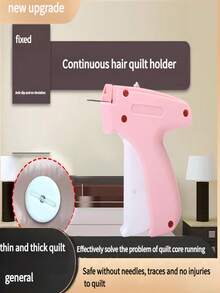 Clothing Repair Sewing Gun, 1 Automatic Gun + 50 White Plastic Buttons + 392 Pcs Of 15mm Glue Needles + 392 Pcs Of 25mm Glue Needles, Quick Clothing Repair Tool, Mini Sewing Gun, Rapid Sewing Gun, Clothing Micro Sewing Gun, Quick Repair Clothing Quilt Nail Sewing Gun, Clothing Edging Machine - Sewing Gun + 1000 Glue Needles + 6 Needles - View 2