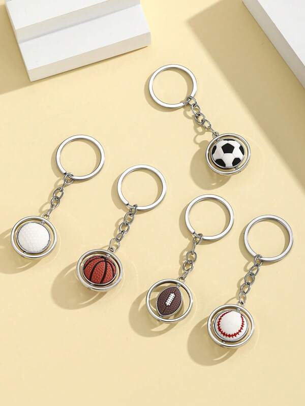 Nuevo llavero DIY de balón deportivo rotatorio de baloncesto/fútbol/béisbol/voleibol, 1 pieza, recuerdo de la Copa Mundial, pequeño regalo, estilo deportivo, decoración de llave de coche/mochila/bolso, adecuado para regalo de vacaciones, obsequio de evento, uso diario, regalo para amigos (rotatorio) Accesorios para automóvil Gótico lindo Y2k Cordones de identificación con soporte Accesorios para automóvil Encantos de bolso Navidad