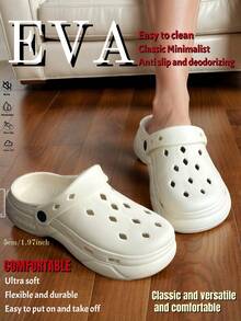 Season's New Stylish And Minimalist Men's Solid Color Hole-In-One Shoes, Suitable For Daily Casual Wear And Versatile. The Thick-Soled Shoes Are Breathable, Soft, And Comfortable. The EVA Material Is Special For Non-Slip, Non-Odorizing Feet, Antibacterial Foot Protection, Quick-Drying | Ultra-Strong Cushioning | Suitable For Wearing On The Beach/Outdoor Street/Indoor Bedroom, Bathroom, Etc., Men's And Women's Couple's Hole-In-One Shoes. - Multicolor - View 1