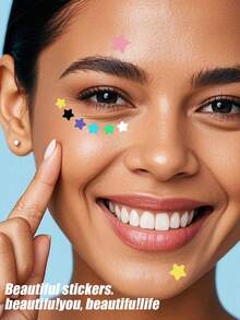 2000pcs Star-Shaped Face Stickers - Gentle, Non-Irritating, Decorative Stickers, Waterproof & Breathable, Essential For Daily Face Stickers, Portable, Suitable For Travel, Gatherings, Makeup Tips, Photo Props, Available In 1400/1120/560/280pcs - Multicolor - View 3