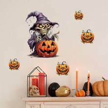 1 件自粘 PVC 墙贴，巫师南瓜图案墙贴，适用于万圣节家居装饰、客厅、卧室、办公室、节日礼物万圣节装饰秋季装饰房间装饰墙壁装饰贴纸墙贴万圣节装饰万圣节装饰
