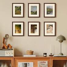 Modern Picture Frame Set Of 5 – Plastic Gallery Wall Frames For 8x10, 11x14, 12x16,16x20 &18x24 Photos – Lightweight Decorative Frames With Mats Or Full Display - Brown - View 2